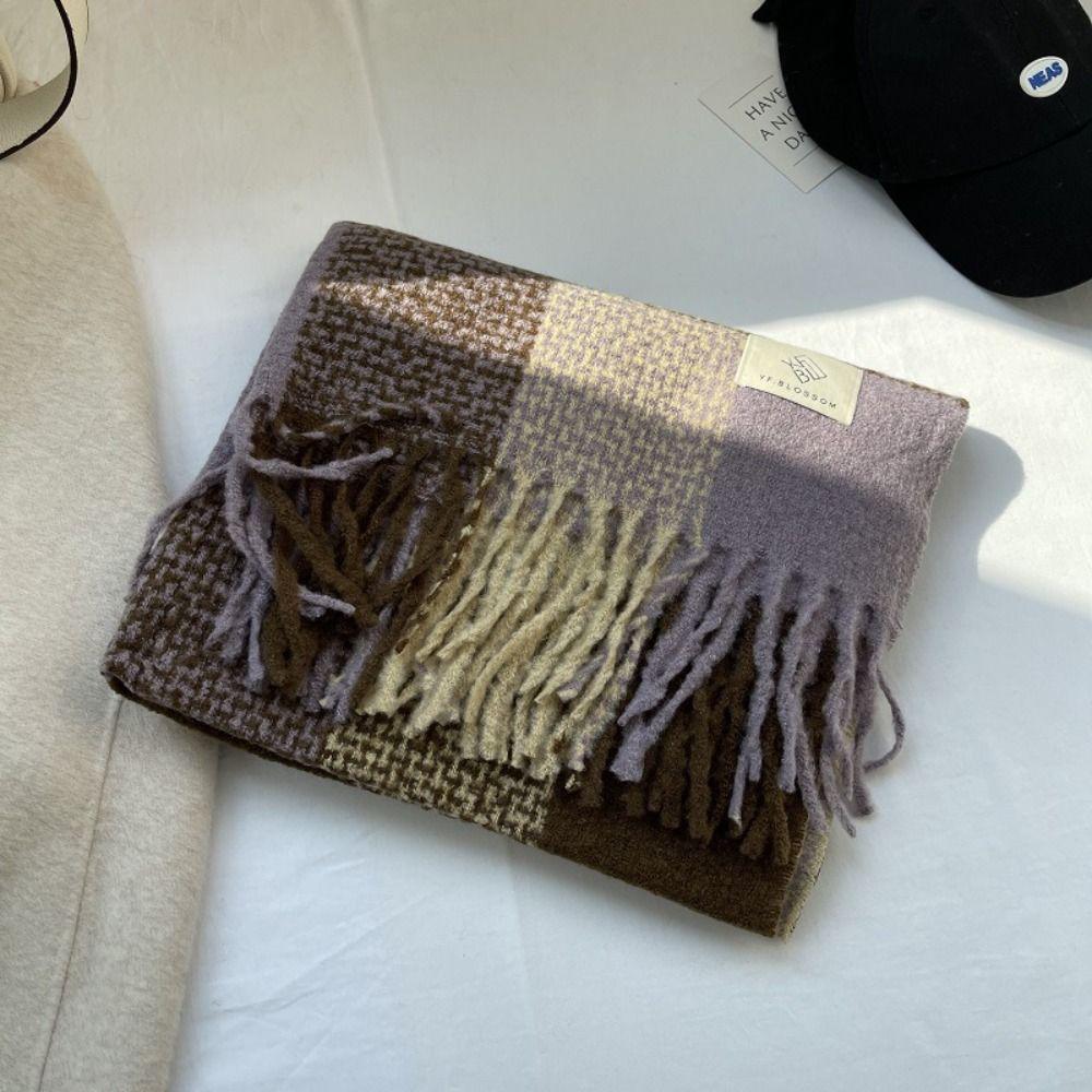 Lightweight Plaid Knitted Scarf Korean Style Winter Cashmere Shawl Fashion   Women/Men