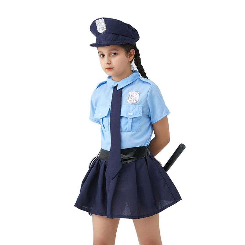 Polizistenkostüm Polizisten Cop Kostüm Polizei Hut Kleid Gürtel Fliege Set