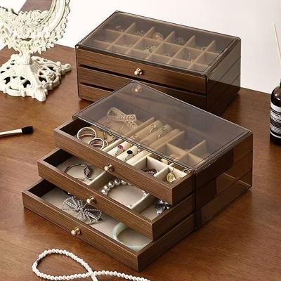 Exquisite Walnut Storage Box Ring Necklace Bracelet Jewelry Earrings Stud Earrings Multi Layer Jewelry Box Home Organizer