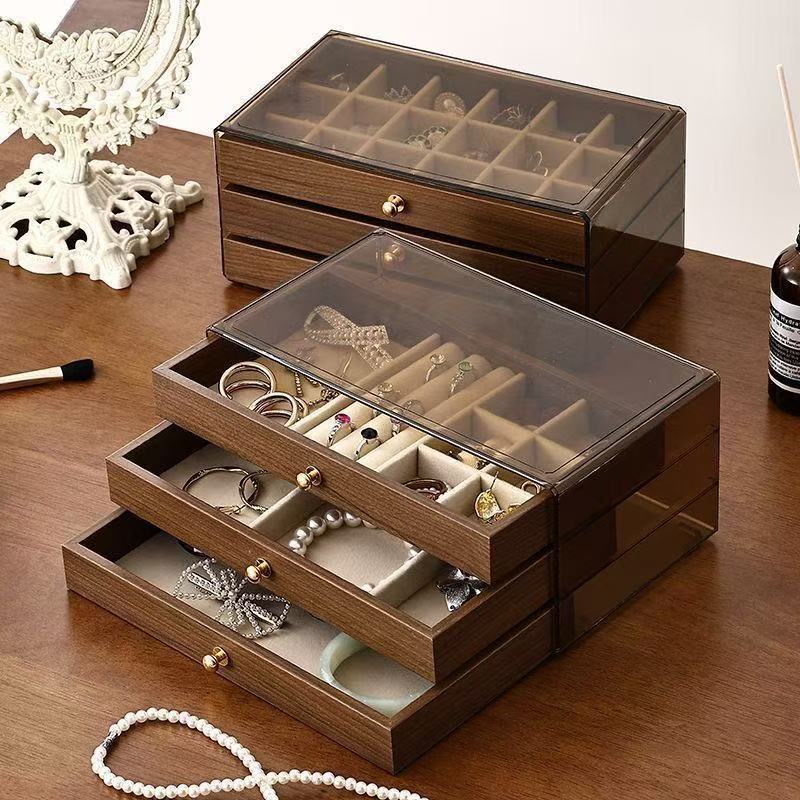Exquisite Walnut Storage Box Ring Necklace Bracelet Jewelry Earrings Stud Earrings Multi Layer Jewelry Box Home Organizer