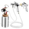 Spray Paint Pressure Pot, 2 L Pressure Pot Paint Sprayer, 1.8mm + 3mm Two Spray Guns Central Pneumatic Sprays Gun with Two 3 m Hoses for Furniture,