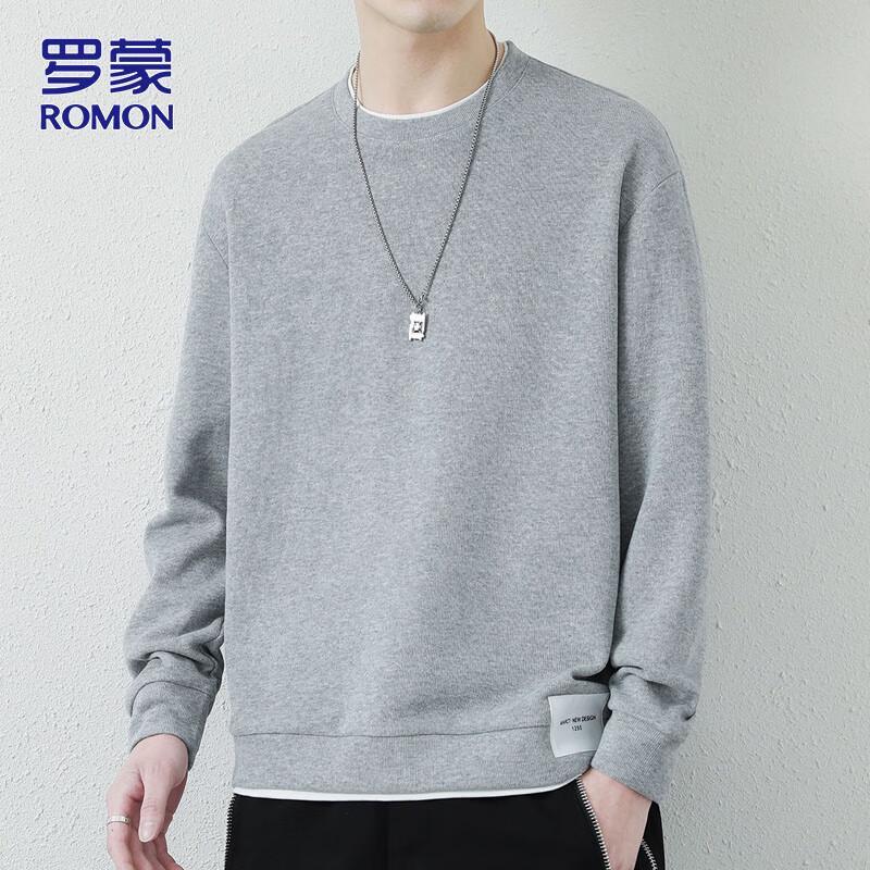 ROMON Men s Casual Round Neck Long Sleeve Sweatshirt 5XL