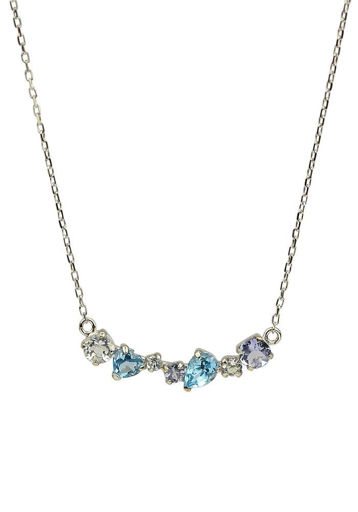 

Line Necklace in 10k White Gold with Blue and Birthstones for and Ma564 [Four-Leaf Clover] Aquamarine, Topaz, Tanzanite, March, November, December