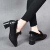 Fashion Kitten Heel Women's Block Heel Slip-on Cotton Leather Shoes Women's Square Toe Wool Shoes Deep Mouth Cotton Shoes