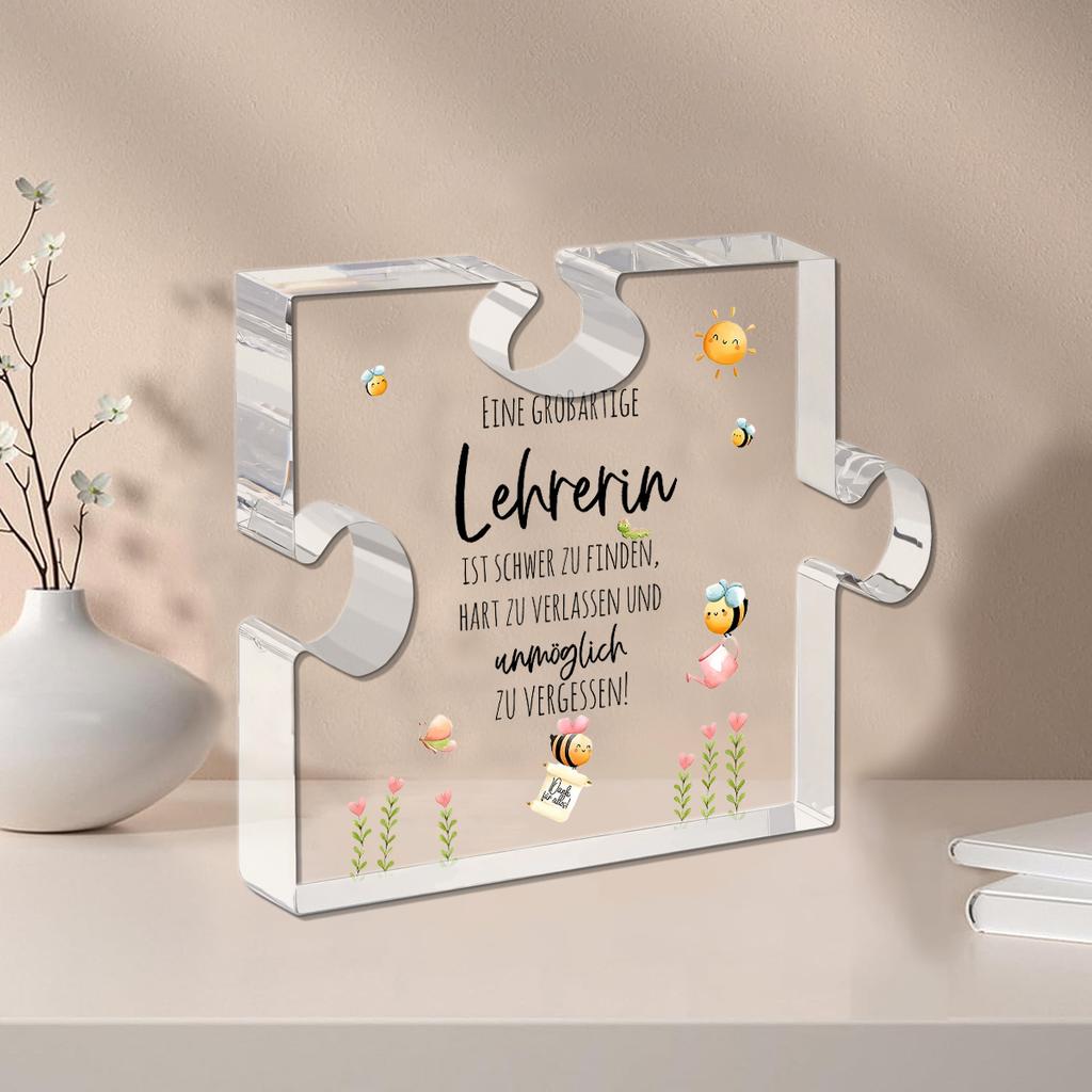 "You Are A Great Teacher" Teacher Appreciation Gift - Acrylic Thank You Card with Inspirational Quote, Cute Bee & Flower Design, Perfect for Educator