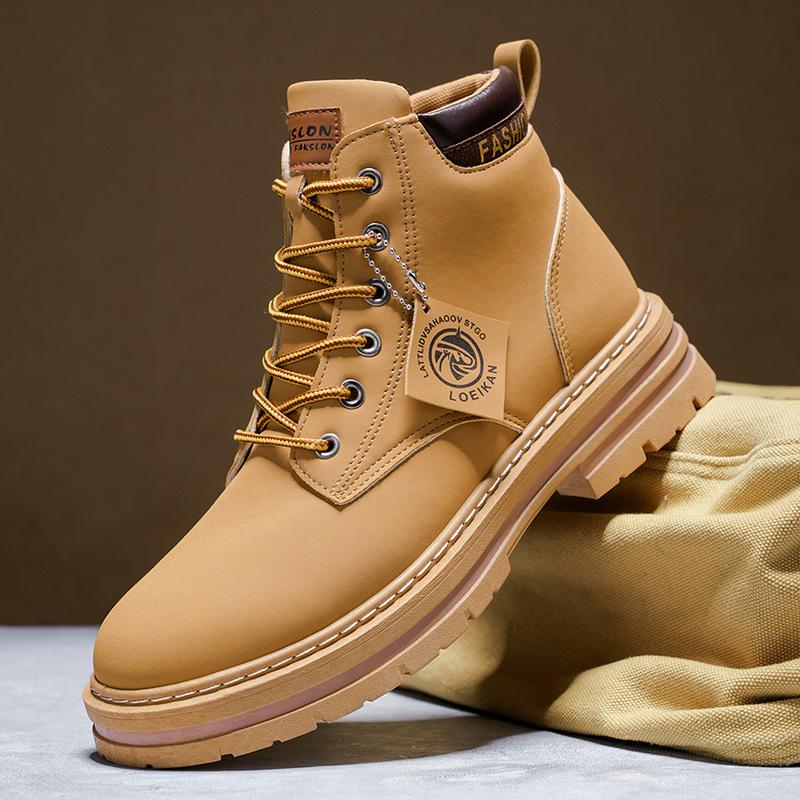 2025 autumn new Martin boots men's large size fashion men's shoes British style high-top tooling boots trendy leather boots