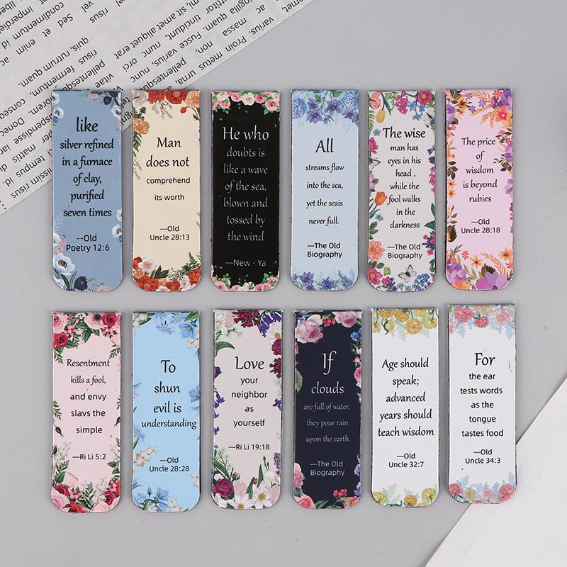 12Pcs Aesthetic Motivational Bible Quotes Paper Bookmarks Diy Students Readers Page Markers Library Office Page Marking