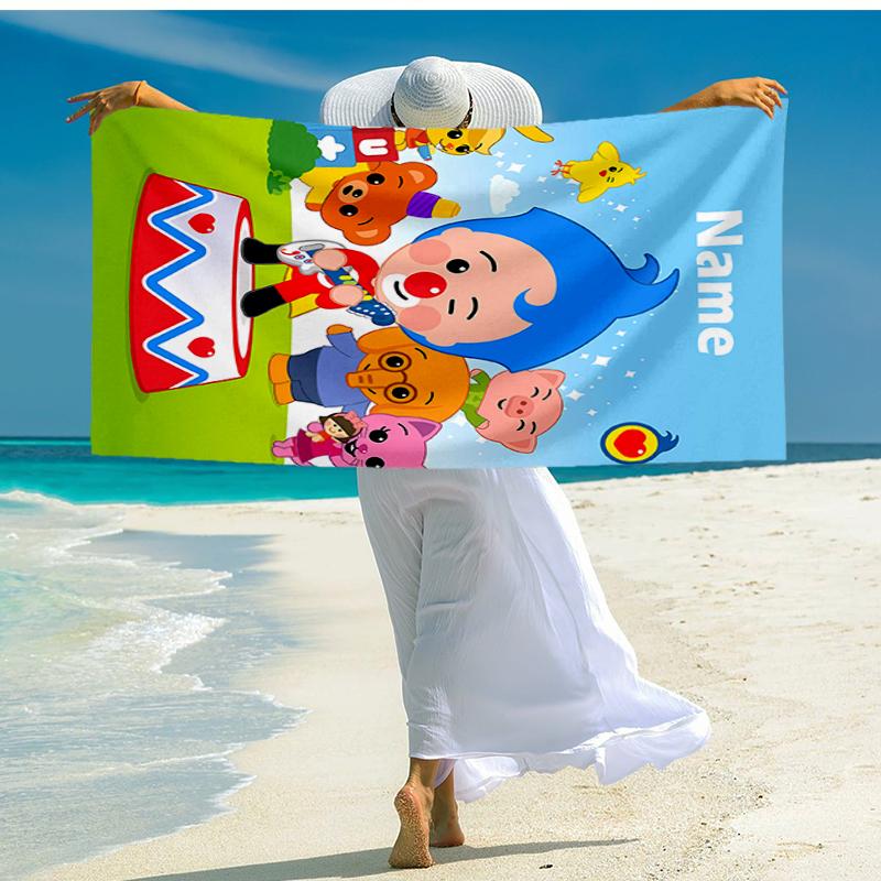 Custom Name Ultra-Soft Beach Towel with Plim Plim Theme,Ideal for Pool - Camping, Diving - Perfect Travel Essential, Vibrant Beach Towel.
