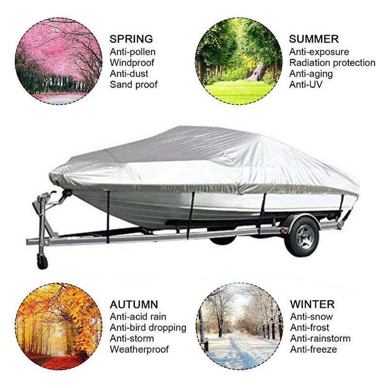 Boat Cover Yacht Outdoor Protection Waterproof Boat Cover Fabric Anti-smashing Tear Proof Silver Reflective 11-22FT