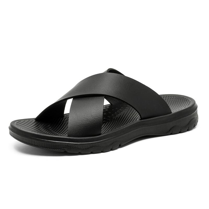 Mode Herren Leder Hausschuhe Bequem Atmungsaktiv Sommer Übergröße Sandalen für Herren mit Weichsohle