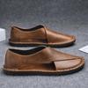 Men's Summer Genuine Leather Sandals - Breathable, Comfortable, Slip-on, Lazy Driving Shoes, Plus Size