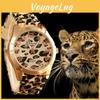 Luxurious Leopard Print Geneva Watch With Quartz Movement And Stainless Steel Strap