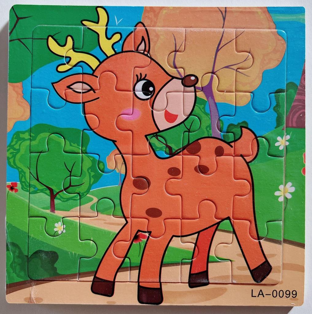20-Piece Wooden Kids' Puzzle Board - Cartoon Animals