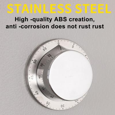 Mechanical Timer Manual Magnetic No Battery Required Round 60 Minute Visual Countdown Stainless Steel Cooking Student Study Timer Kitchen Gadgets
