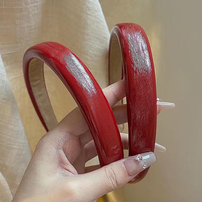 Retro Rødt Lær Svamp Hodebånd For Kvinner Temperament Hårbøyle Vaske Ansikt Hårbånd Kvinnelig Fest Hårtilbehør Gave