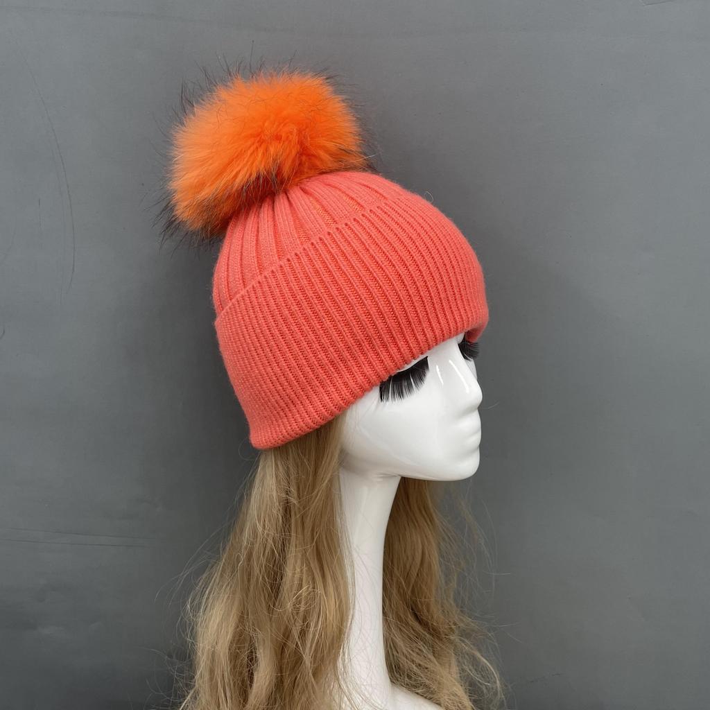 Custom Strip Knit Luxury Designer Winter Pompom Beanies Unisex Warmly Angora Wool Hat With Big Pom Poms