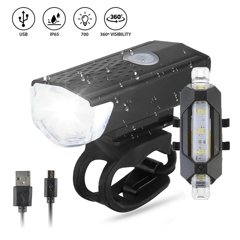 1/2 Stück Fahrradlicht Set Scheinwerfer, Rücklichter USB Wiederaufladbar Flutlicht Fahrrad Elektroroller Zubehör Reitausrüstung