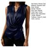 Women Tops Sleeveless Satin Swing Collar Pleated Strap Design Loose Fit Summer Tops Casual Work Party Date Wear