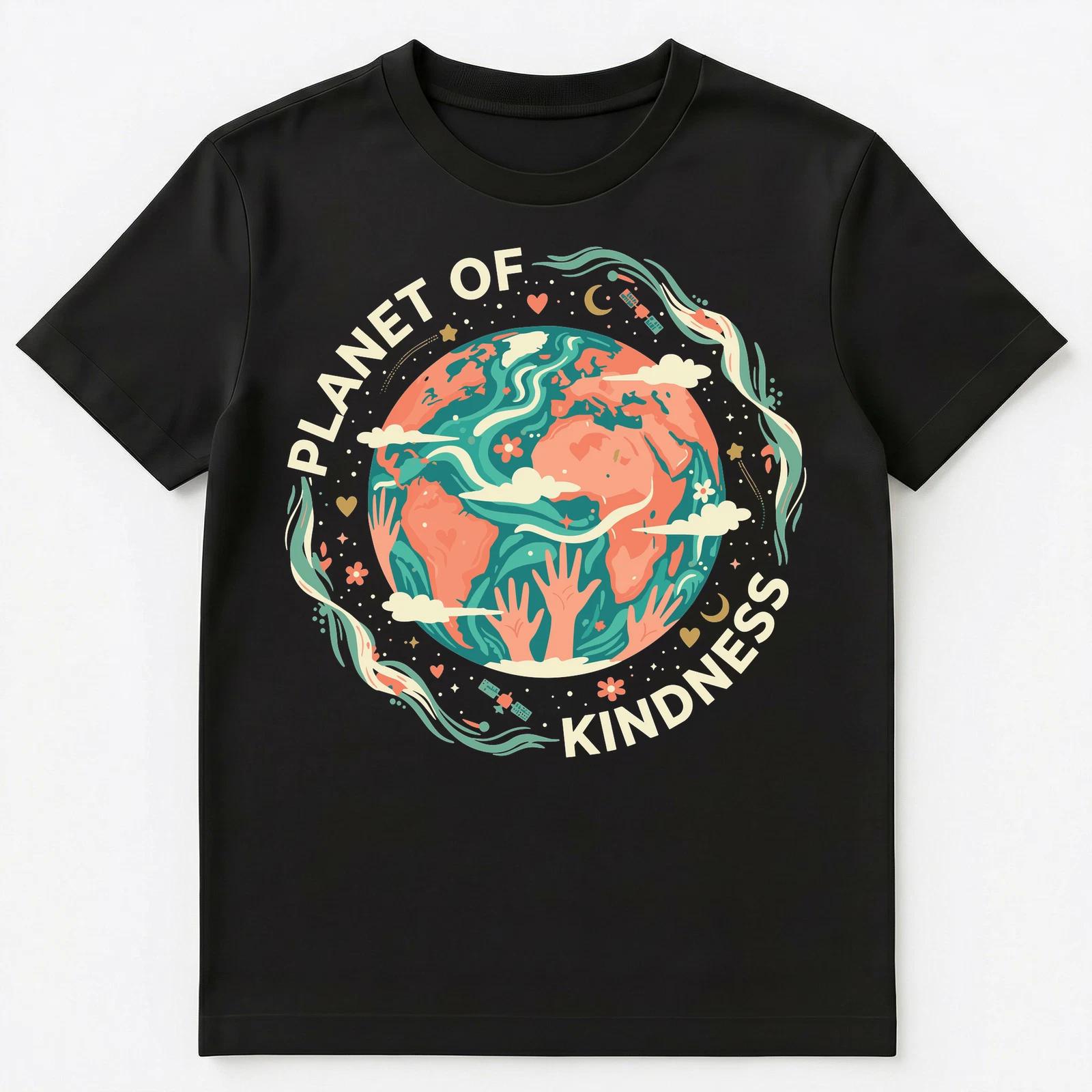 

Planet Of Kindness Motivational Earth Design Unisex T-Shirt S
