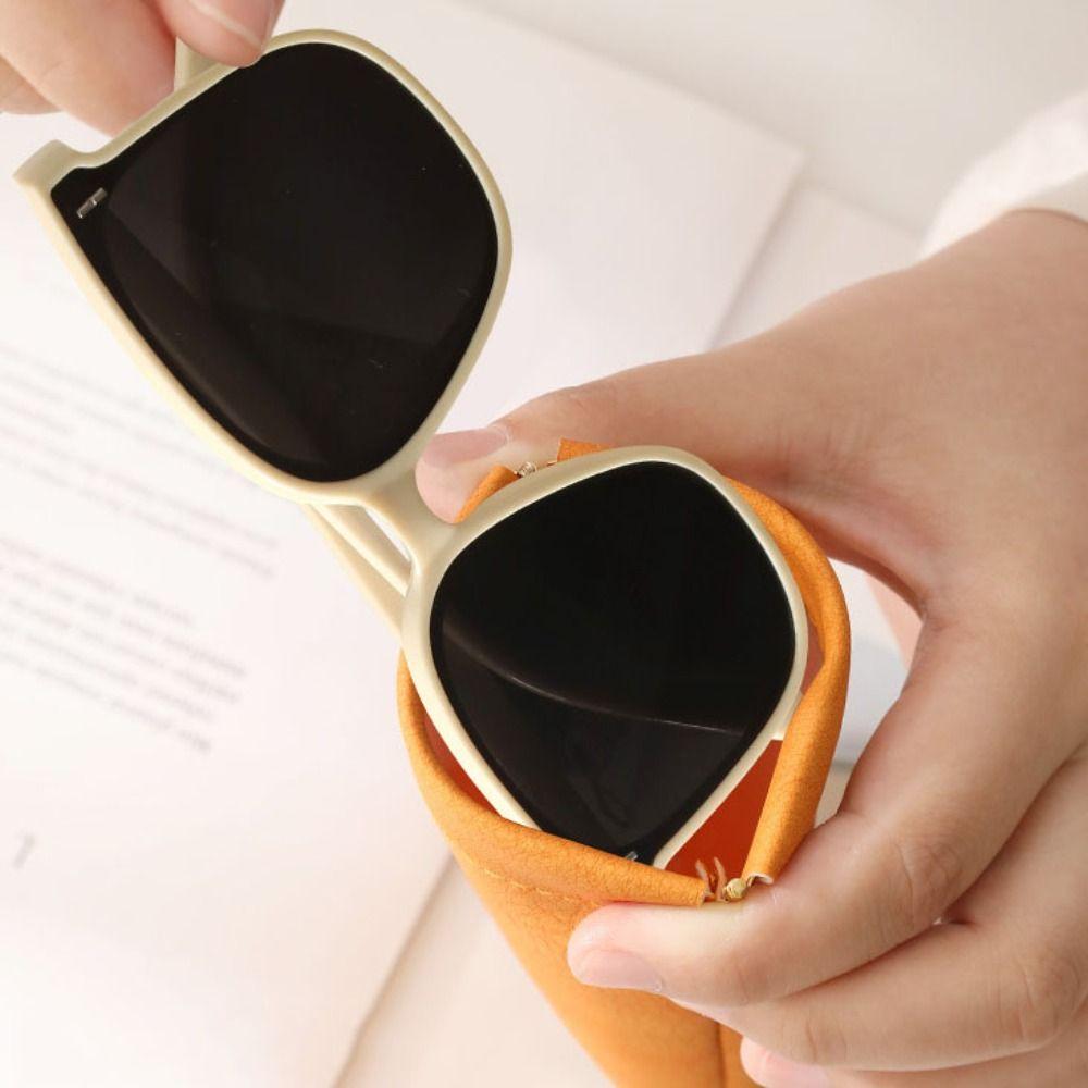 Self-closing PU Leather Glasses Bag Eyewear Protector Case Sunglasses Eyeglass Bag Male