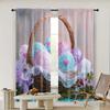 2pc    Party Window Curtains Easter Egg Fabric  Without Electricity Festive Holiday Use for room decor aesthetic