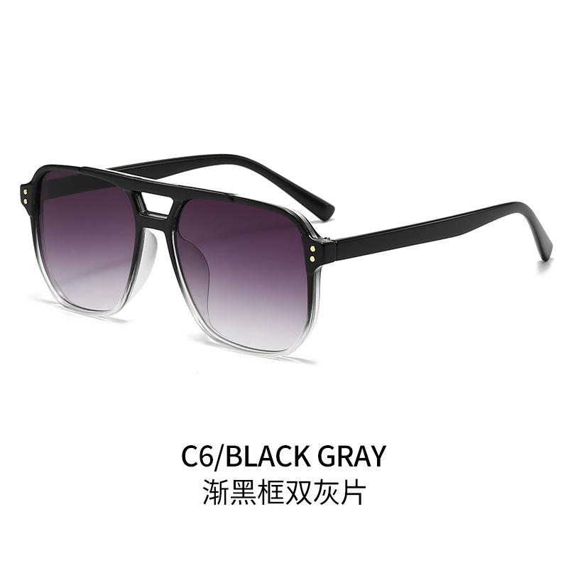 Retro Double Bridge Oversized Square Sunglasses Women Men Glasses Fashionable Studded Shades