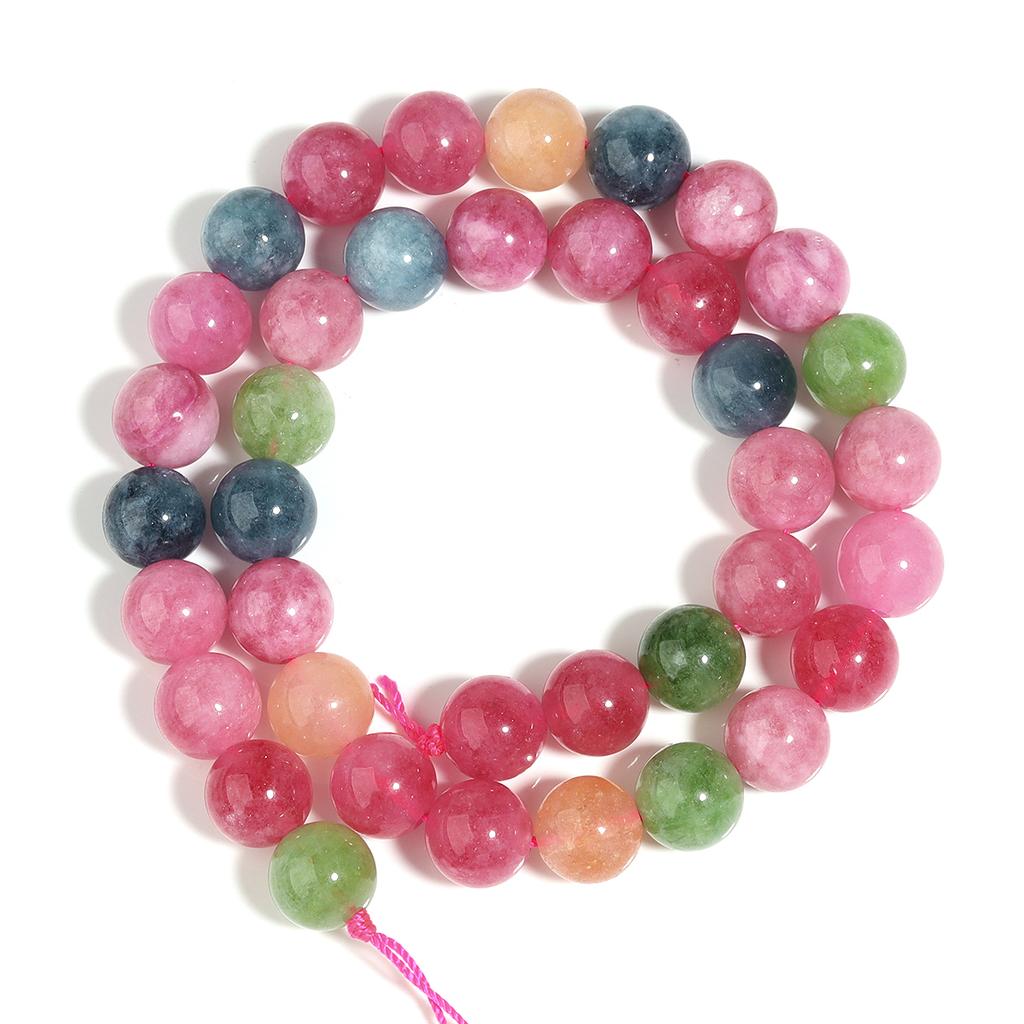 1 Strand 6/8/10mm Natural Stone Tourmaline Beads Colorful Round Loose Beads For DIY Jewelry Making Necklace Bracelets Supplies