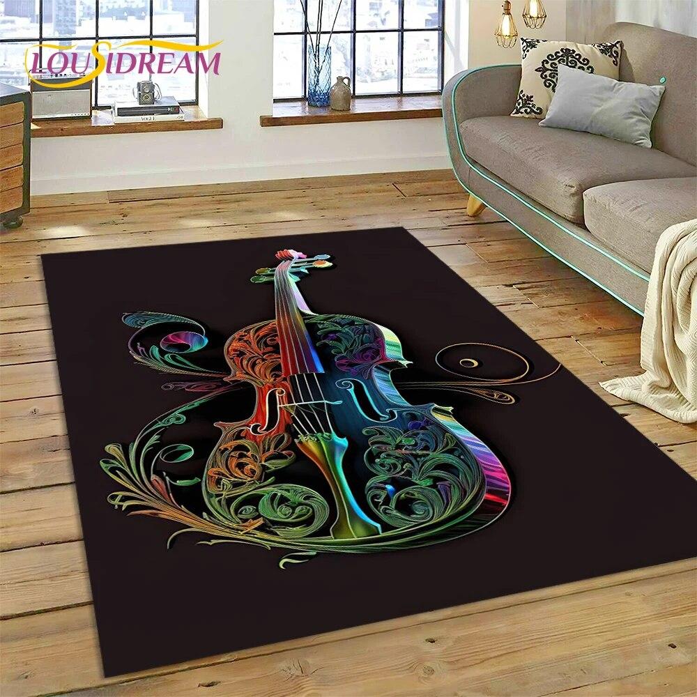 Dream Violin Cello Music Instrument Carpet Rug for Home Living Room Bedroom Sofa Doormat Decor,kids Area Rug Non-slip Floor Mat