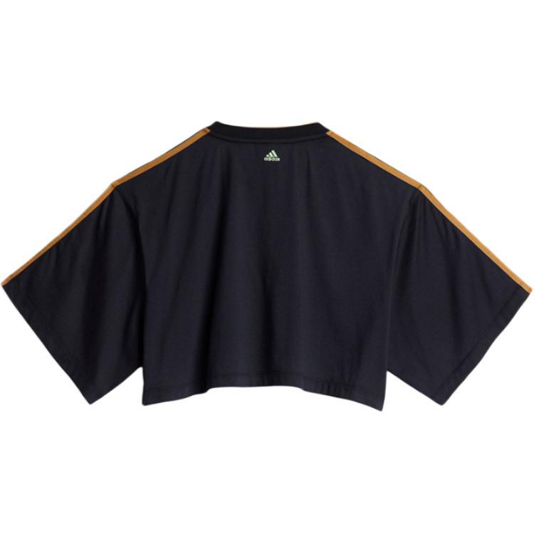 Adidas Ivy Park Pruhované Měkké Ležérní Tričko s Krátkým Rukávem Dámské Topy Černé GR1433