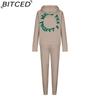 BITCED Women's Spring/Autumn/Winter Sweatshirt Set Foam-Printed Fashion Sports Long-Sleeved Hooded Sweatshirt