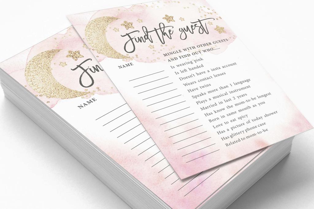 Inkdotpot 50A  Advice CardsA  For Baby Shower Game Glitter Star Advice For New Mom & Dad Gender Reveal Boy Or GirlA  Party