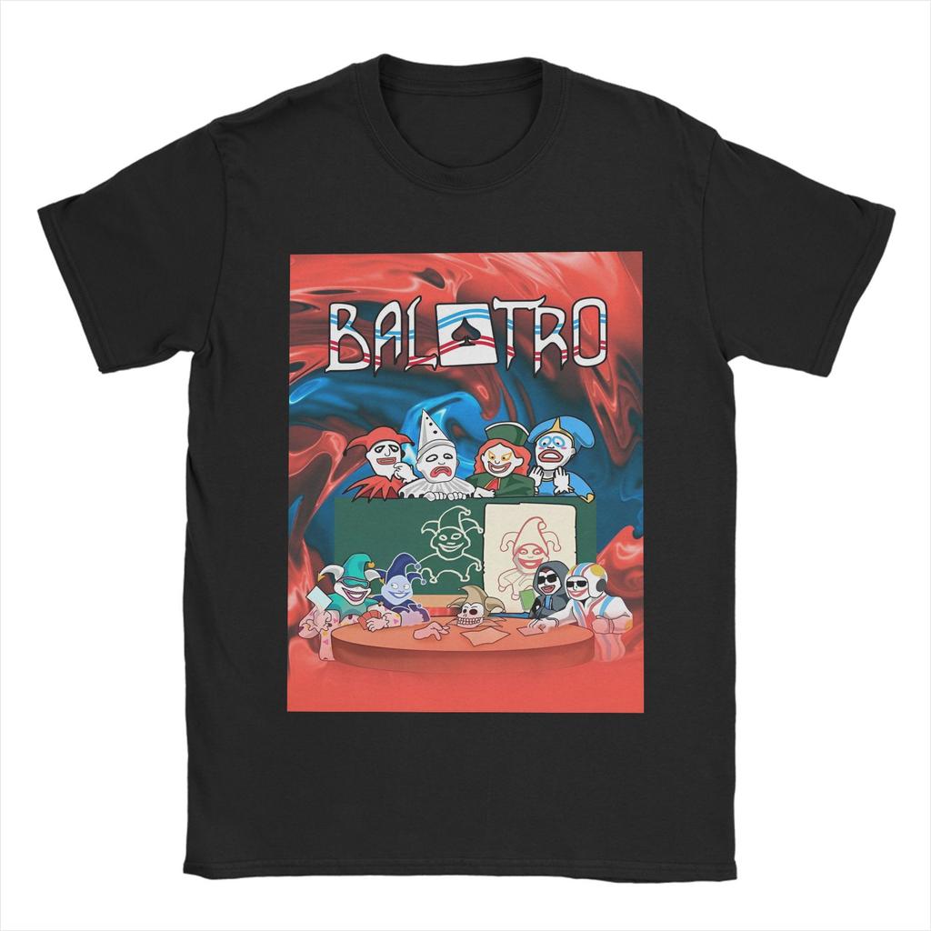 Vintage Balatro Jokers Playing Card T-Shirt Men Round Neck Short Sleeve Top Tee  Cotton Summer TopsTops