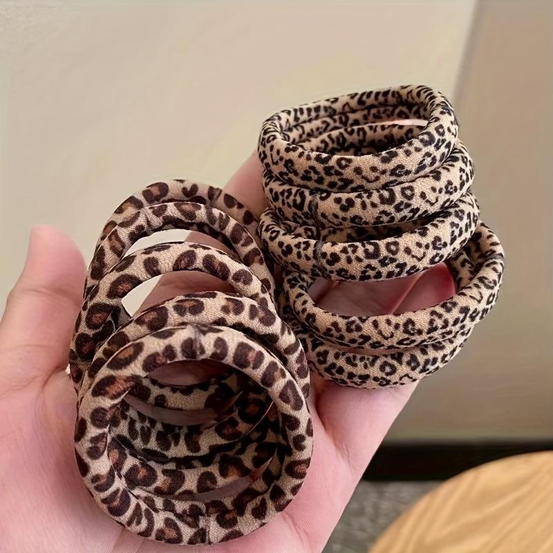 30/40/50pcs Bohemian Leopard Print Hair Ties - Animal Print Elastic Hair Accessories, Suitable for Women,Soft and Durable