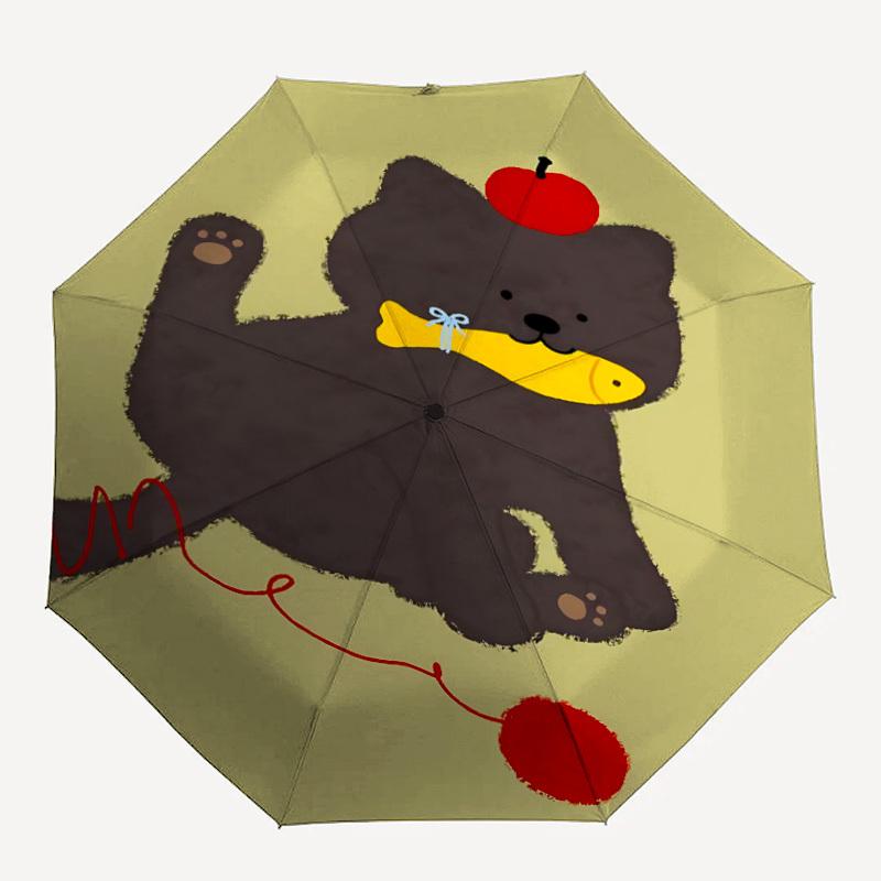 

1pc Black Cat Umbrella - 8-Rib Automatic Open/Close, Fashionable Compact Umbrella for Outdoor Adventures yy250813145