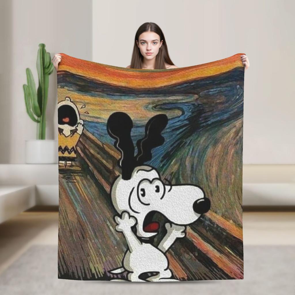 Snoopy Santa Merry Christmas Blankets Fleece Summer Multi-function Lightweight Thin Throw Blankets for Home Office Bedspread