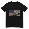 Beer Bacon Guns Freedom Bbq Vintage Usa Flag Drinking Tshirt Black Small