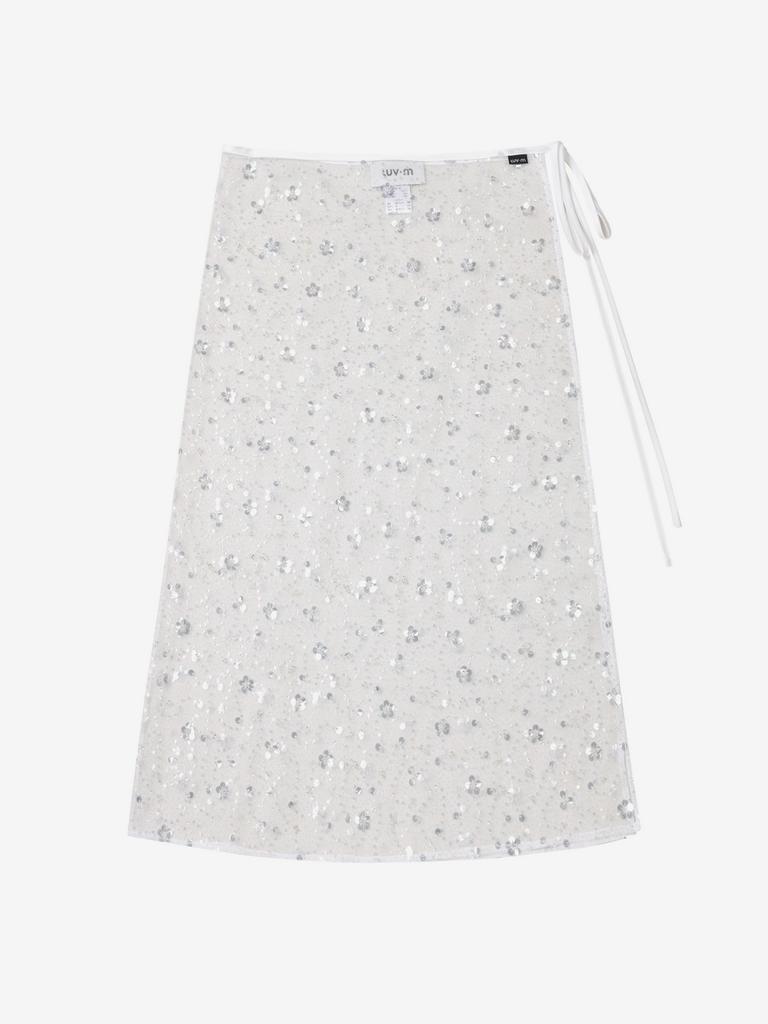 Luvm Starry Layerd Wlap Ribbon Skirts_White