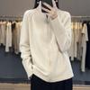 European and American Pure Color Half-High Collar Knit Zipper Sweater for Women - Autumn/Winter Loose Slimming Cardigan