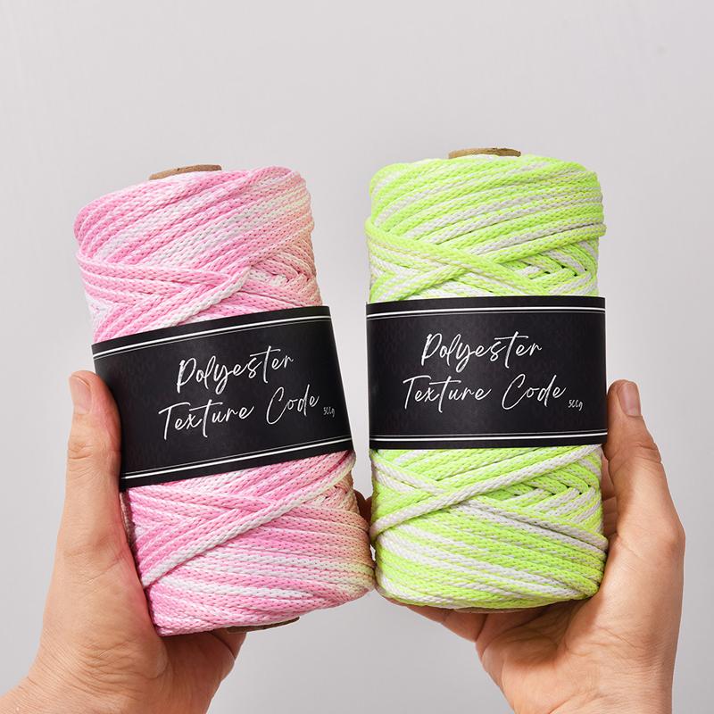 5MM Double Color Mixed 5MM Polyester Braid Cord,Hand Woven Bag Carpet Knitted Yarn,Horse Drawn Rope Bracelet Thread,70Yards