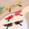 Women Flame Sunglasses Trendy Rimless Sunglasses Novelty Metal Frame Uv400 Sun Glasses Cosplay Party Streetwear Eyewear