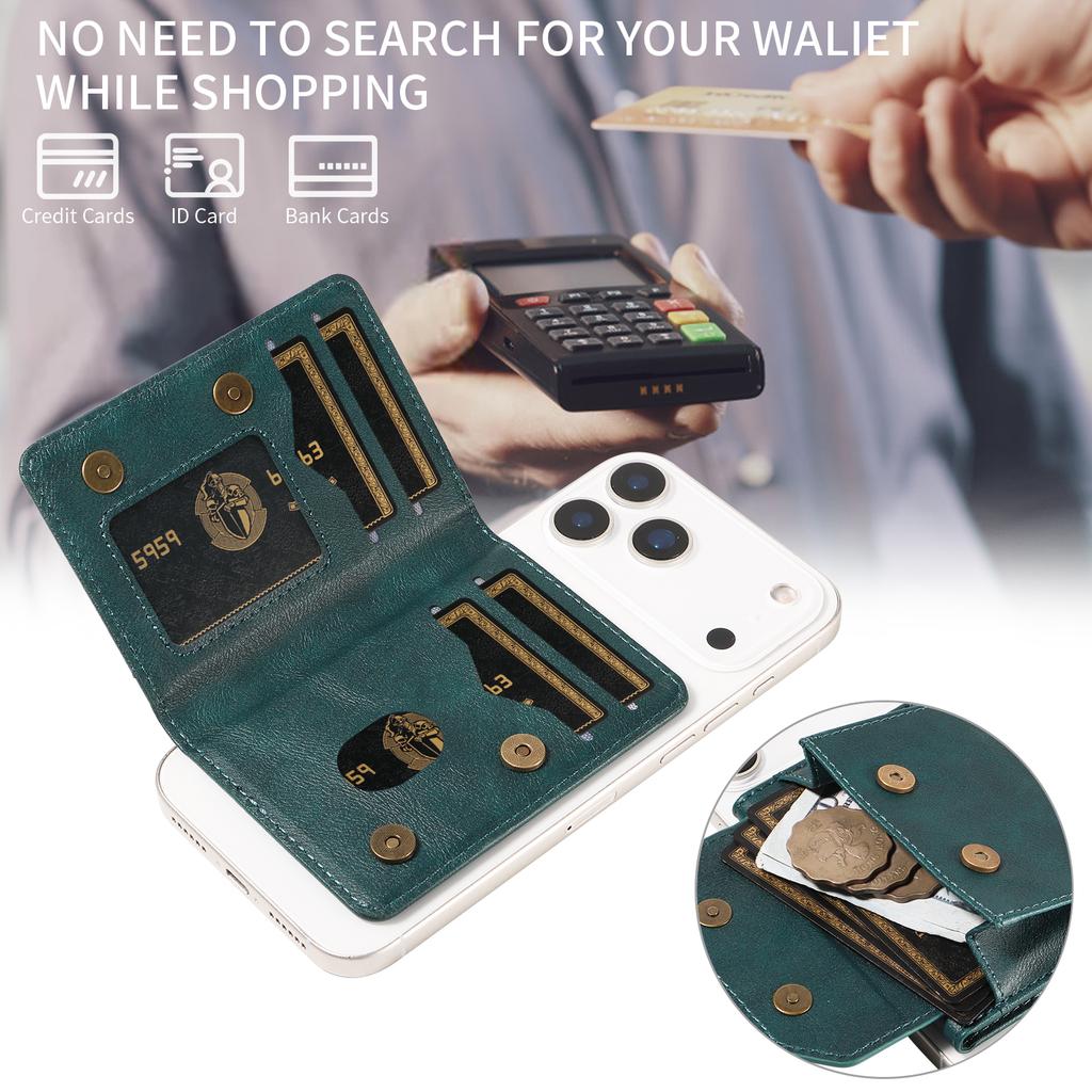 Magnetic Detachable Phone Card Holder 4 Card Slots Anti Theft RFID Blocking Wallet Phone Stand Function