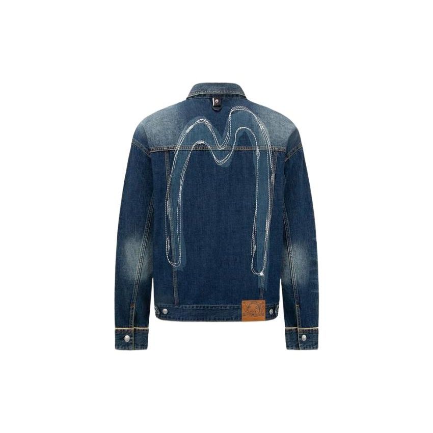Evisu SS22 Big M Water Washed Denim Jacket Men Jacket Denim-Blue 2ESHTM2DJ717LFCT