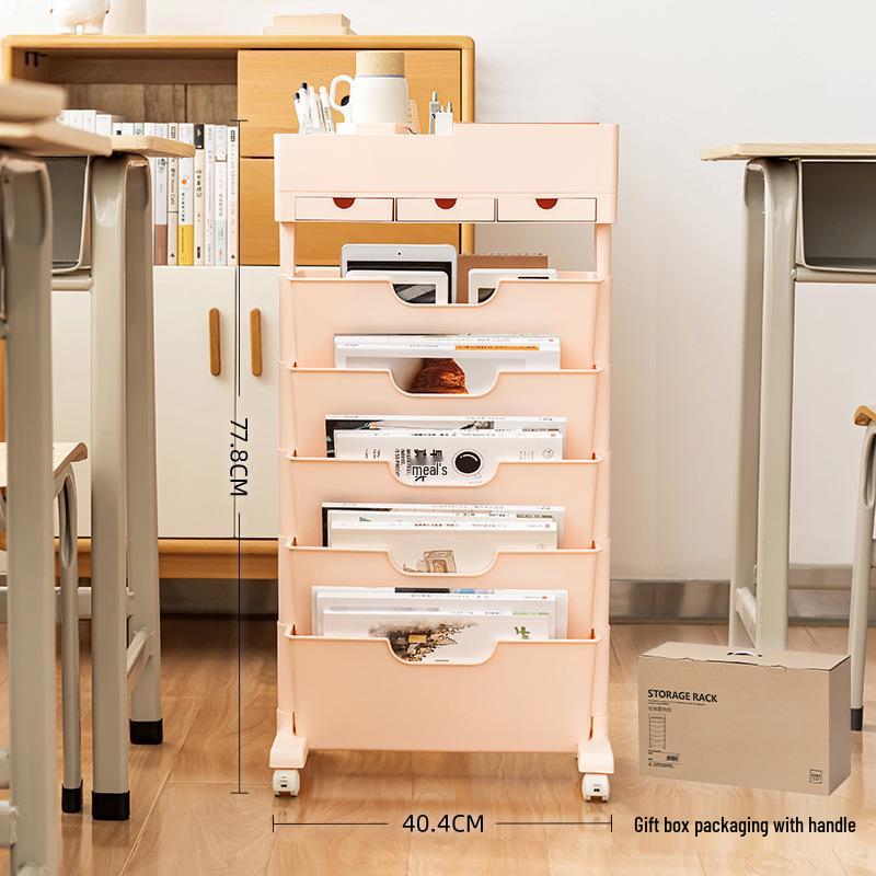 Mobile Bookshelf with Wheels for Classroom or Desk