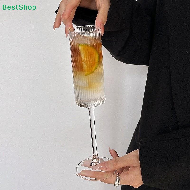 Vertical Striped Tall Wine Glasses,Ribbed Fluted Champagne Flutes for Cocktail & Party Use