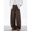 Old money wind double pleated pants men's and women's autumn trendy brand retro Maillard wide-leg pants versatile thickened casual pants