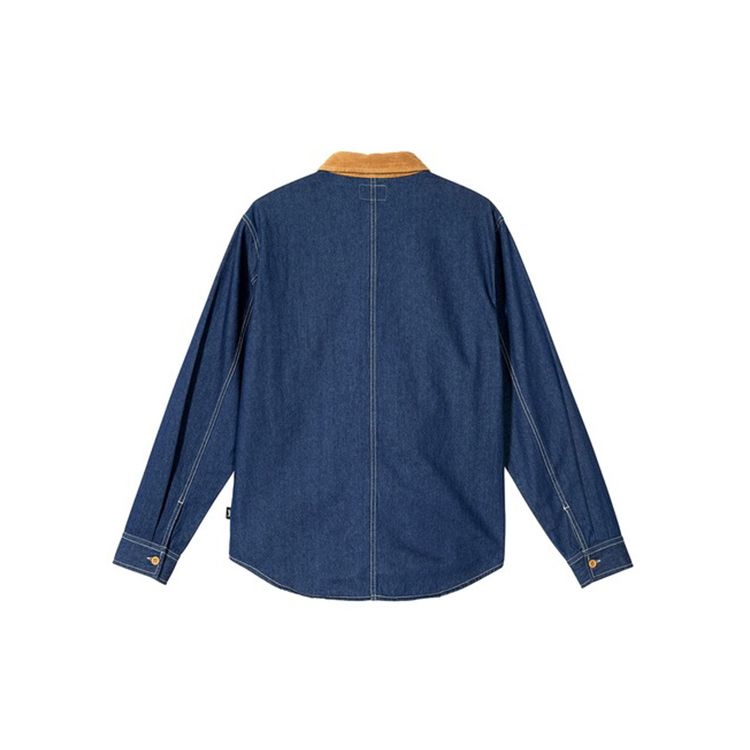 Stussy Color Block Fashion Denim American Vintage Shirt Unisex Shirts Ginger-Yellow 1110126