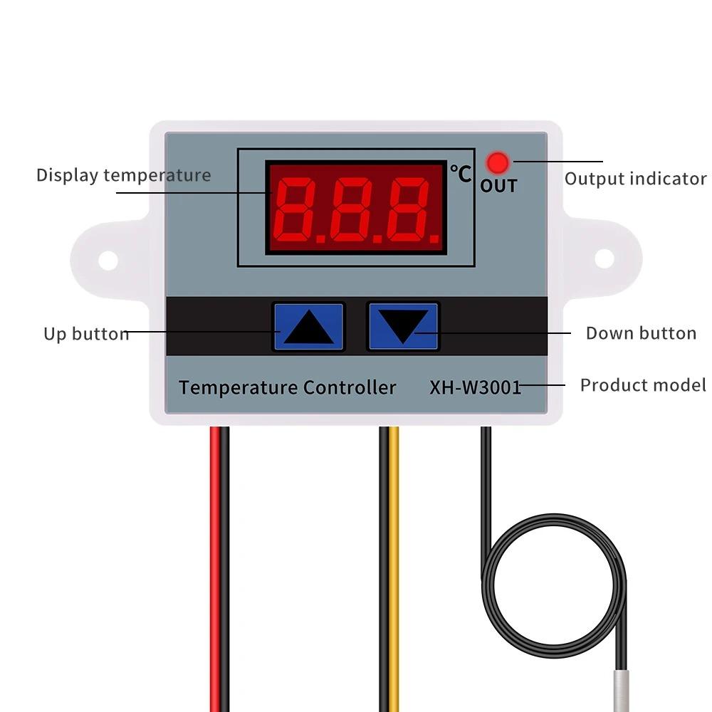 XH-W3001 Digitaler LED Temperaturregler für Inkubator Kühlung Heizung Schalter Thermostat NTC Sensor mit Sonde 220v