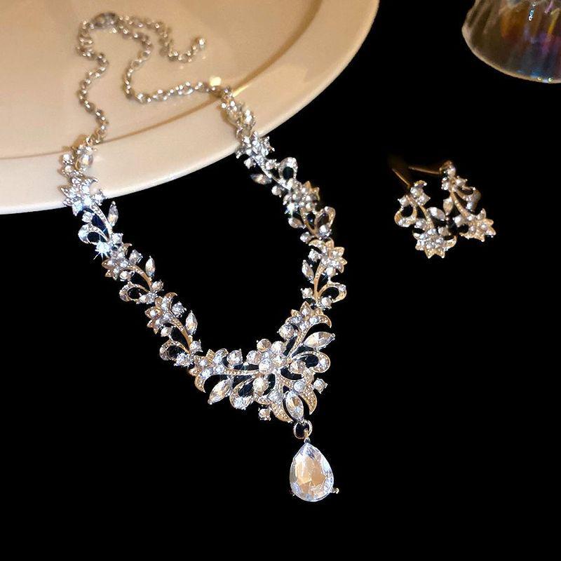 

Корейские серьги-подвески в виде капель воды со стразами и набор цепочки для ключиц: Универсальные, Роскошные Украшения