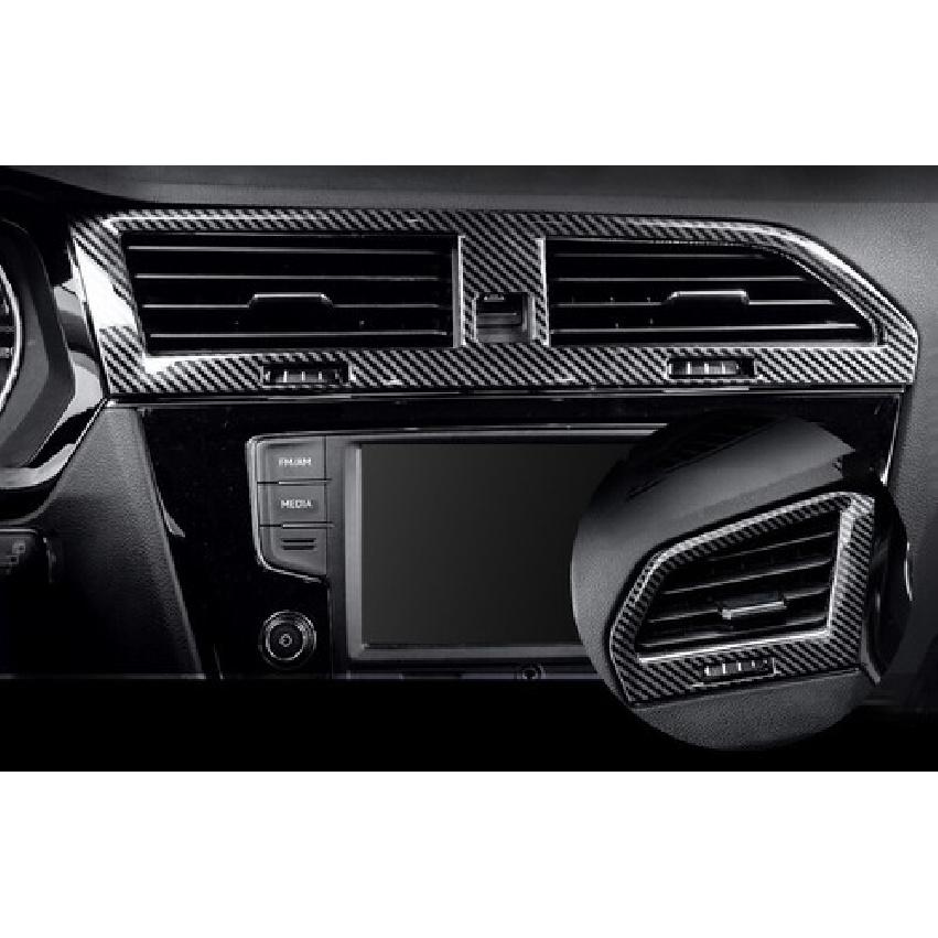 Carbon Fiber Style Central Console Air Outlet Trim For Volkswagen Tiguan 18-2022