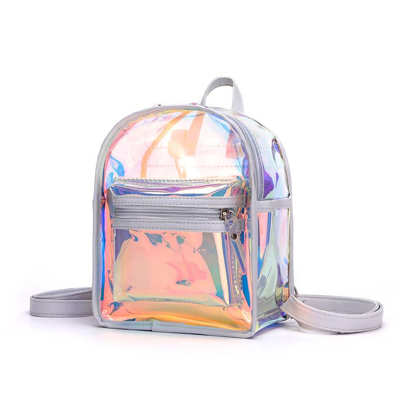 Women Mini Backpack Pvc Transparent Jelly School Bags For Teenage Girls Laser Backpacks Ladies Clear Bag